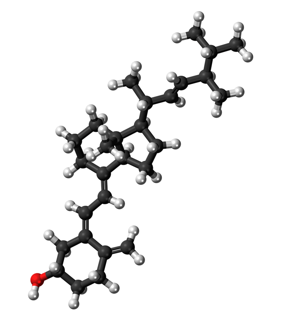 Modelo de uma molecule de Ergocalciferol (vitamina D2)